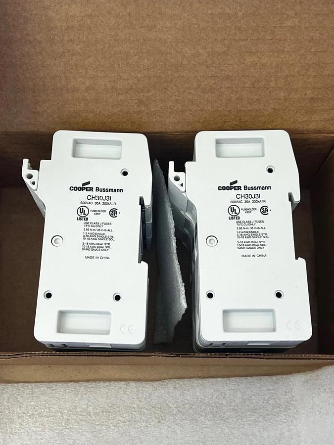 Used EATON CH30J3I 3 Pole 30A Class J Fuse Holder (Qty 2) *NEW*