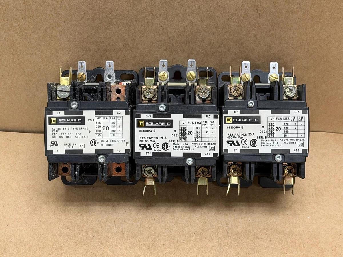 Used Square D 8910DPA12 Contactor - Lot of 3