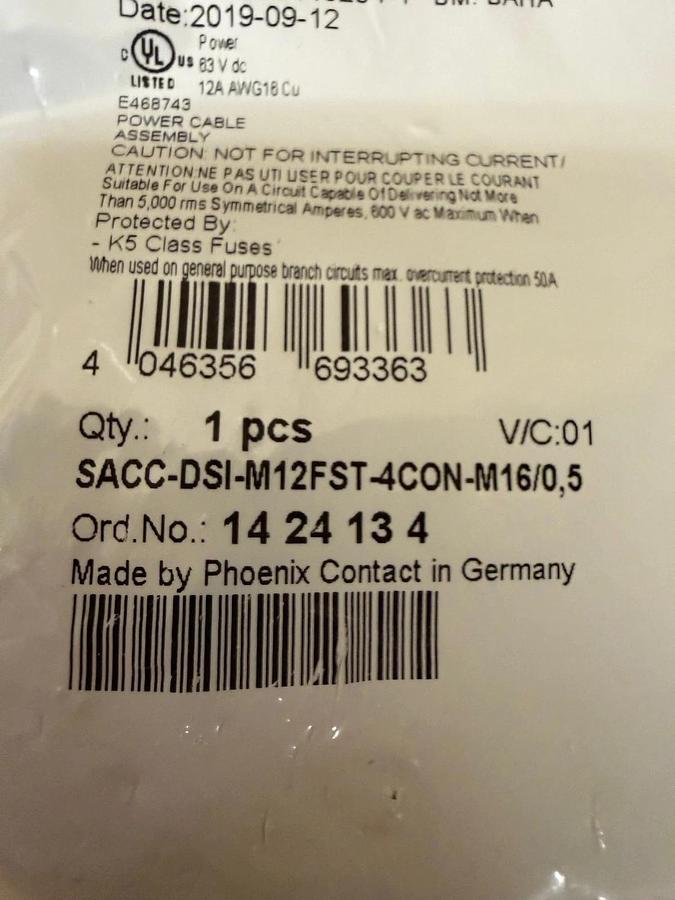 Used Phoenix Contact SACC-DSI-M12FST-4CON-M16/0,5 Device Connector Rear Mounting NEW