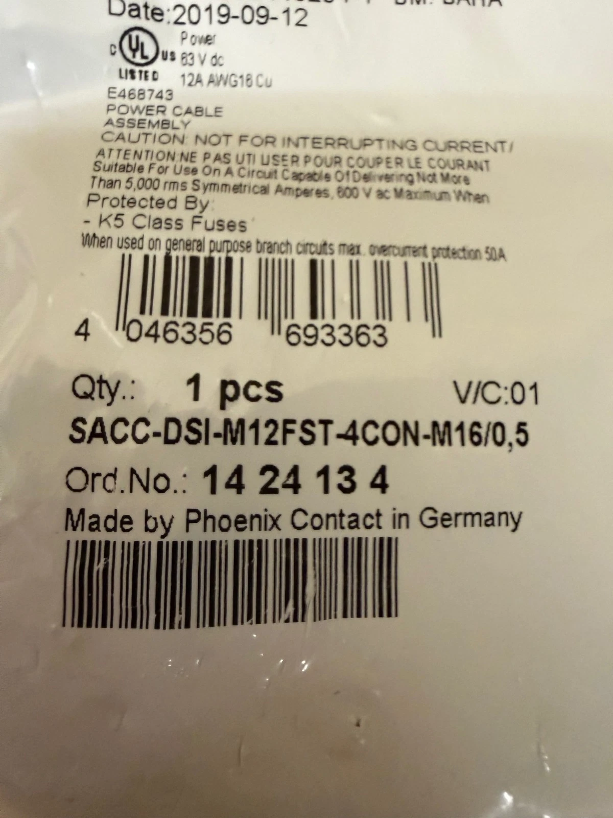 Used Phoenix Contact SACC-DSI-M12FST-4CON-M16/0,5 Device Connector Rear Mounting NEW