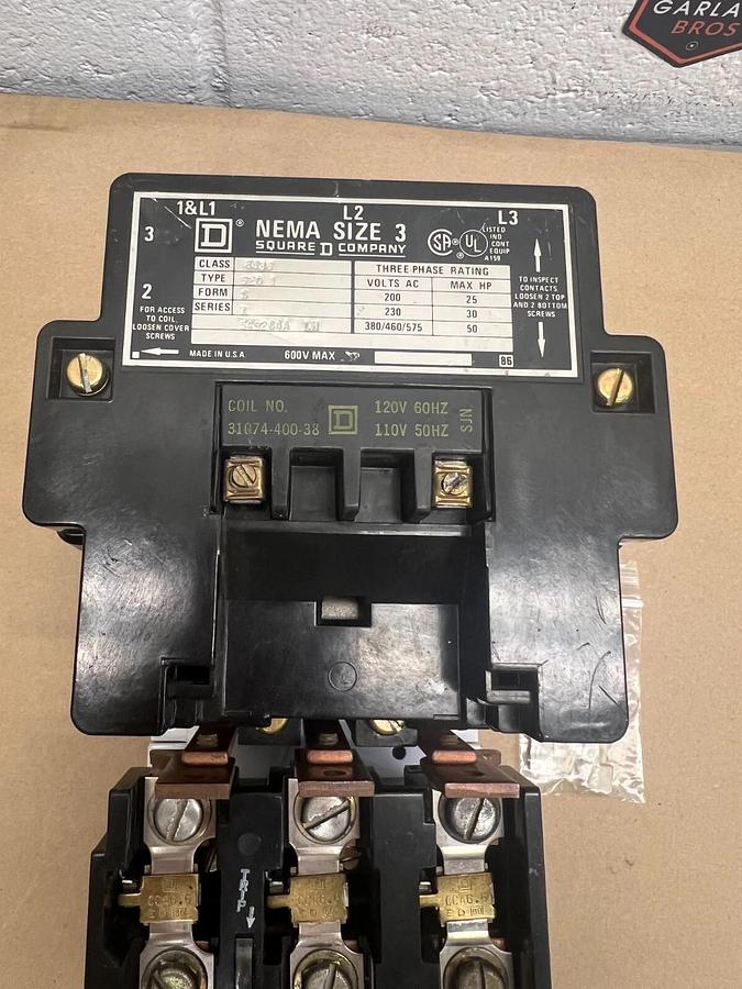 Used Square D 8536 Type SE0 1, NEMA Size 3, 600VAC Max Starter