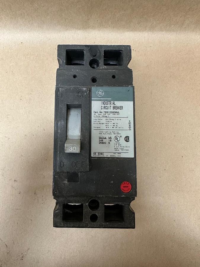 Used General Electric TEB122030WL 30A Circuit Breaker