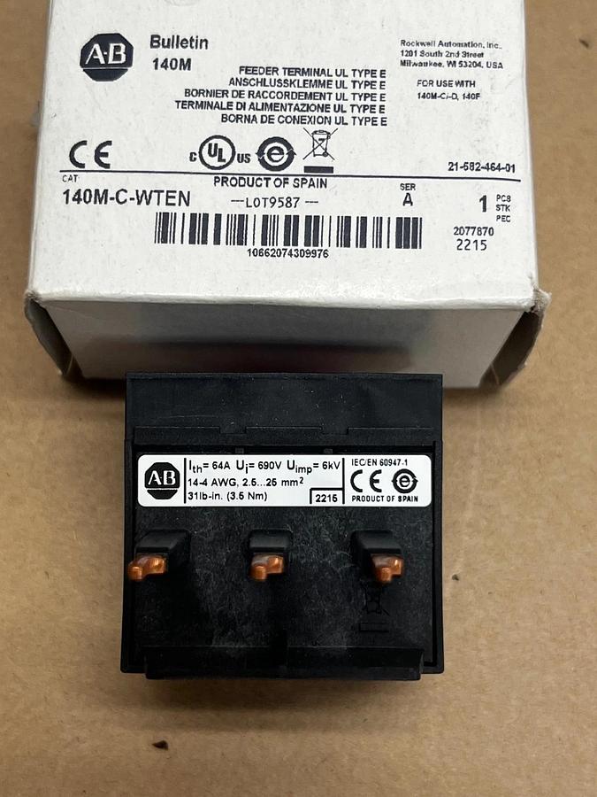 Used Allen Bradley Bulletin 140M-C-WTEN Feeder Terminal UL Type E