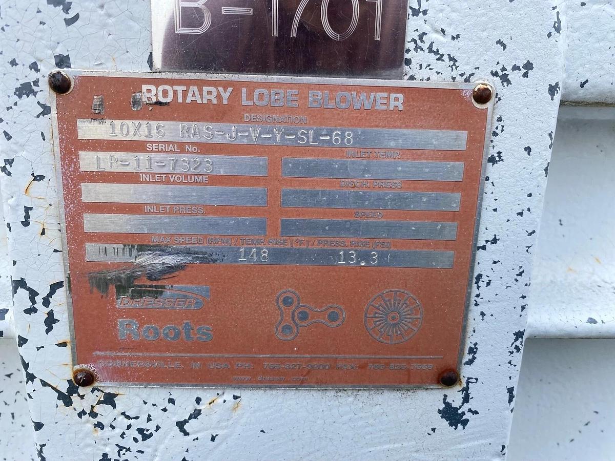 Used Dresser Roots 10x16 RASJ-V-Y-SL-86 Rotary Lobe Blower, Inlet Volume: LR-11-7323