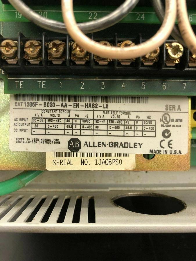 Used Allen Bradley 1336F-B030-AA-EN-HAS2-L6 Series A, AC Drive, 30 HP