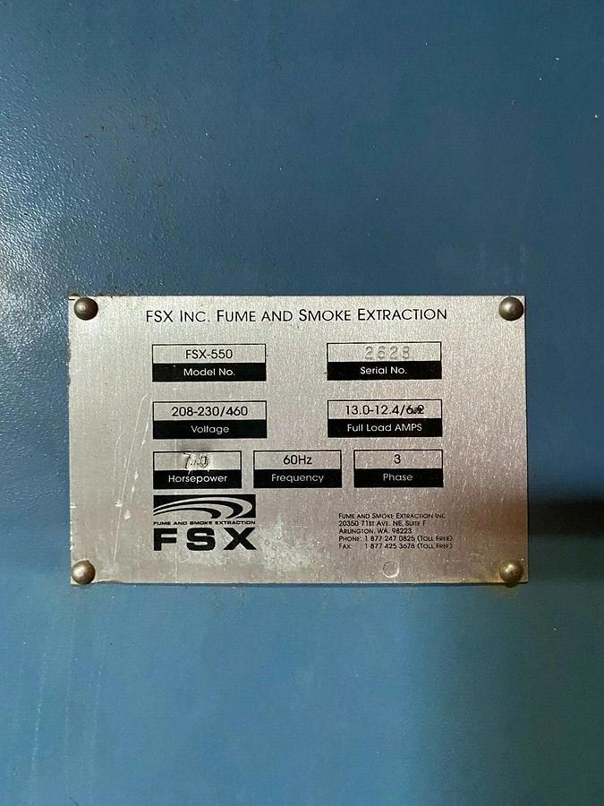 Used FSX Inc Fume and Smoke Extraction FSX-550 Smoke and Fume Collection System