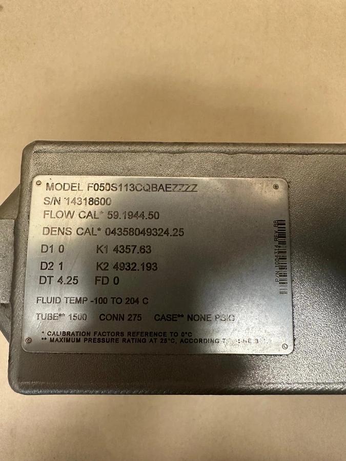 Used Micro Motion F050S113CQBAEZZZZ Mass Flow Sensor