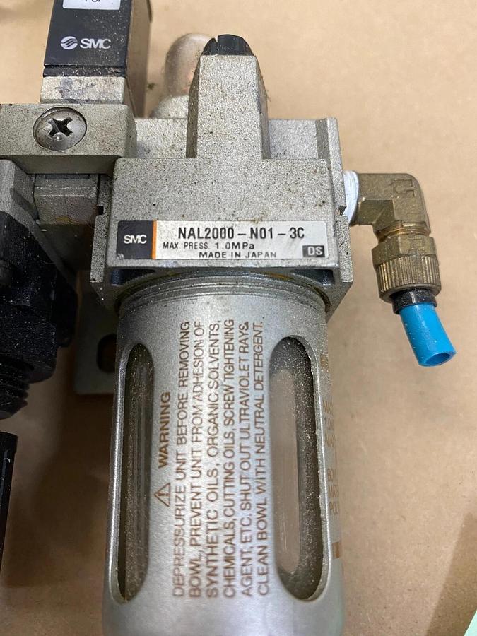 Used SMC NAF2000-N01D-C, NAR2000-N01, NAL2000-N01-3C Filter Regulator Assembly
