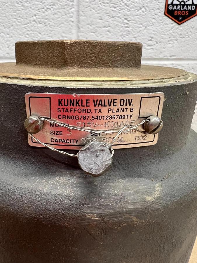 Used Kunkle Valve Division 215V-K01-AQE Vacuum Relief Valve