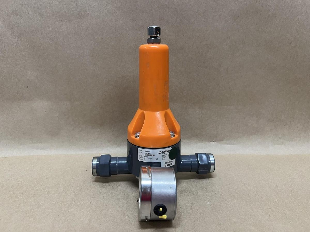 Used Stübbe DMV765 Pressure Reducing Valve w/ WIKA Pressure Gauge (0-10)