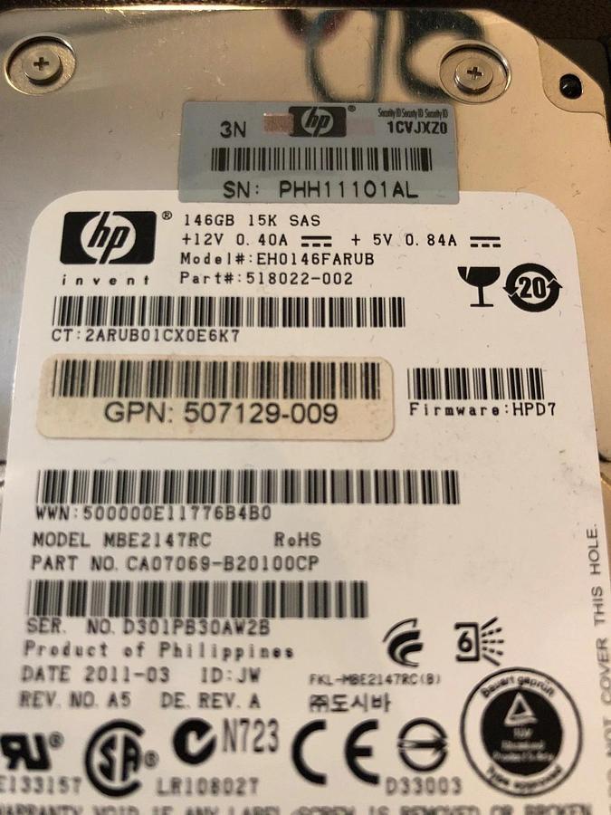 Used HP EH0146FARUA HP 72GB SAS 15K RPM Hot Plug Hard Drive