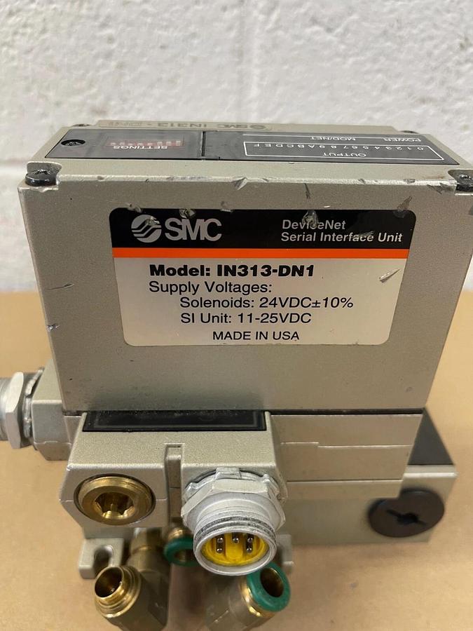 Used SMC IN313-DN1, 3 Block DeviceNet Serial Interface Pneumatic Manifold