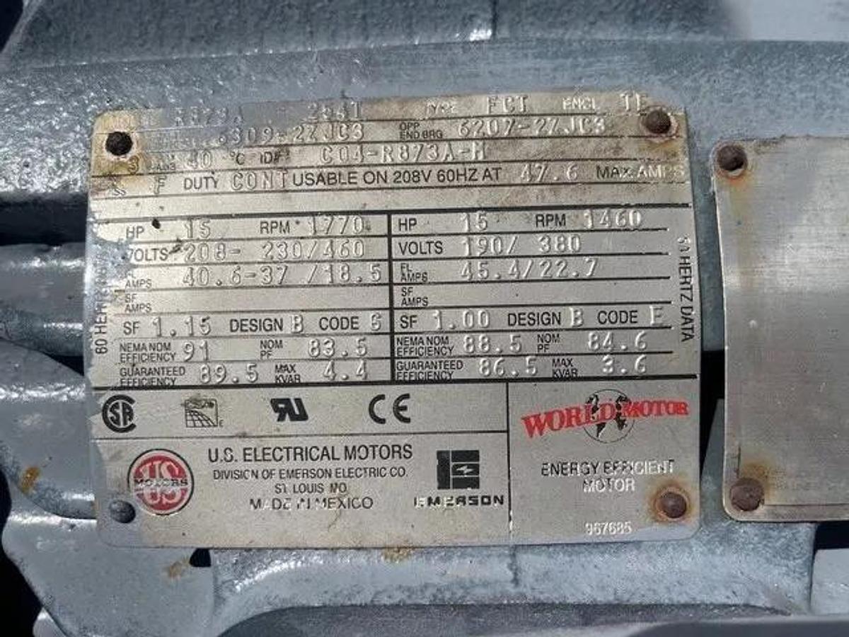 Used Rexnord Link-Belt 2947Y125W Gear Reducer, Ratio 38.4:1, US Elec Motor 15HP