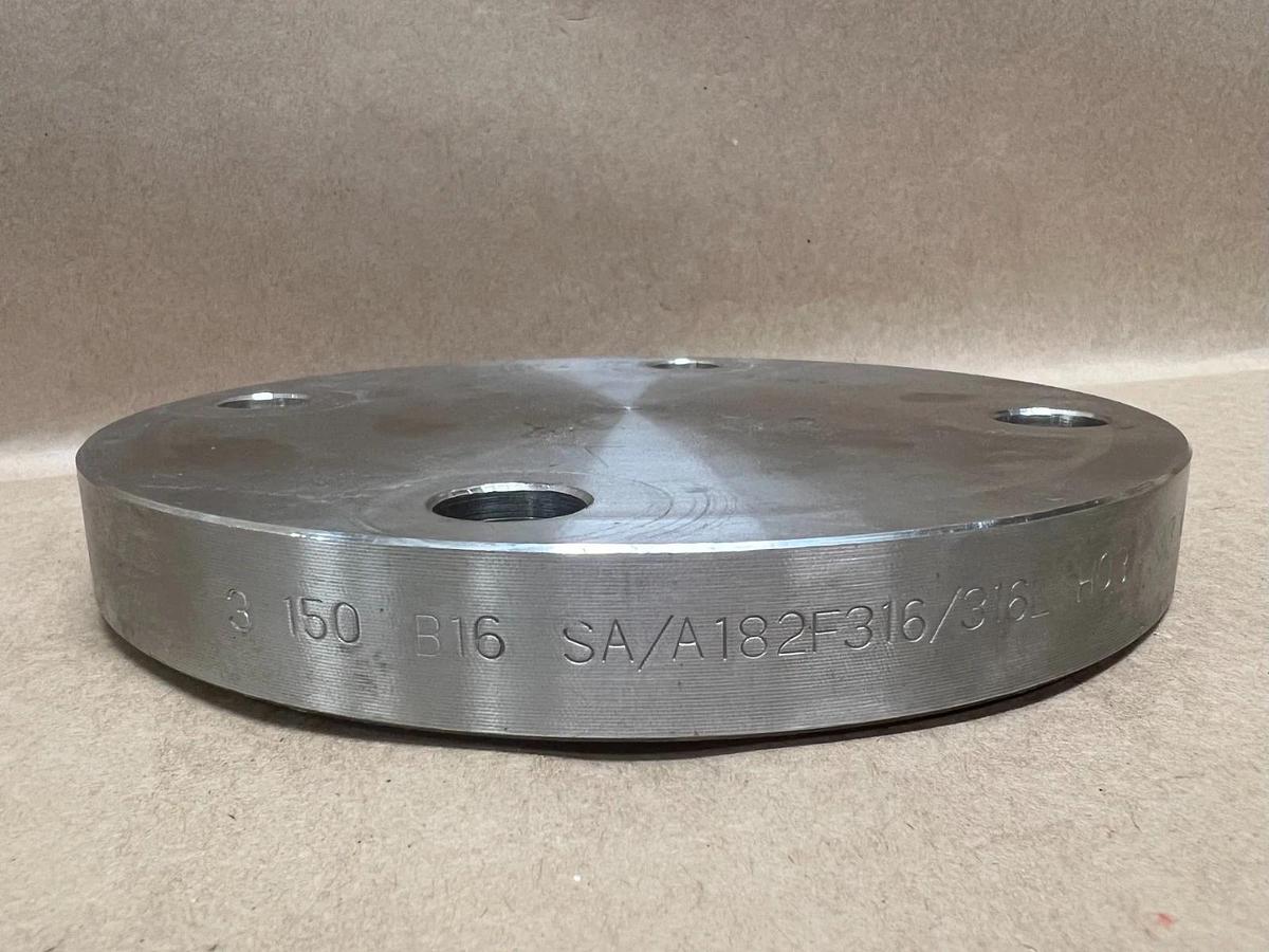 Used KOF SA/A182F316/316L Stainless Steel Pipe Flange, 3", 4 Bolt