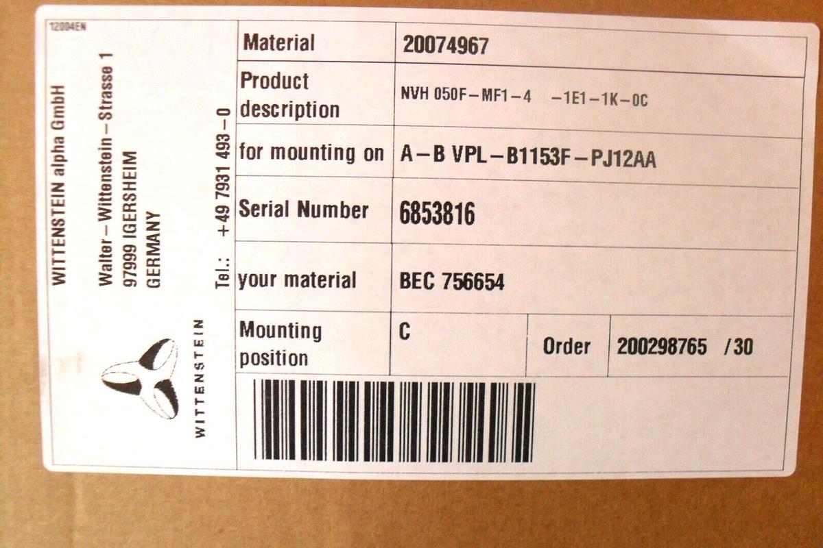 Used Wittenstein Alpha LP 070-MO1-5-111-000 Gear Box Ratio:5 ELAU Servo Motor