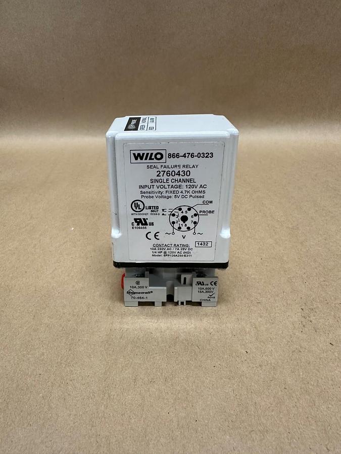 Used WILO 2760430 Macromatic Seal Leak Relay w/ Magnecraft Base