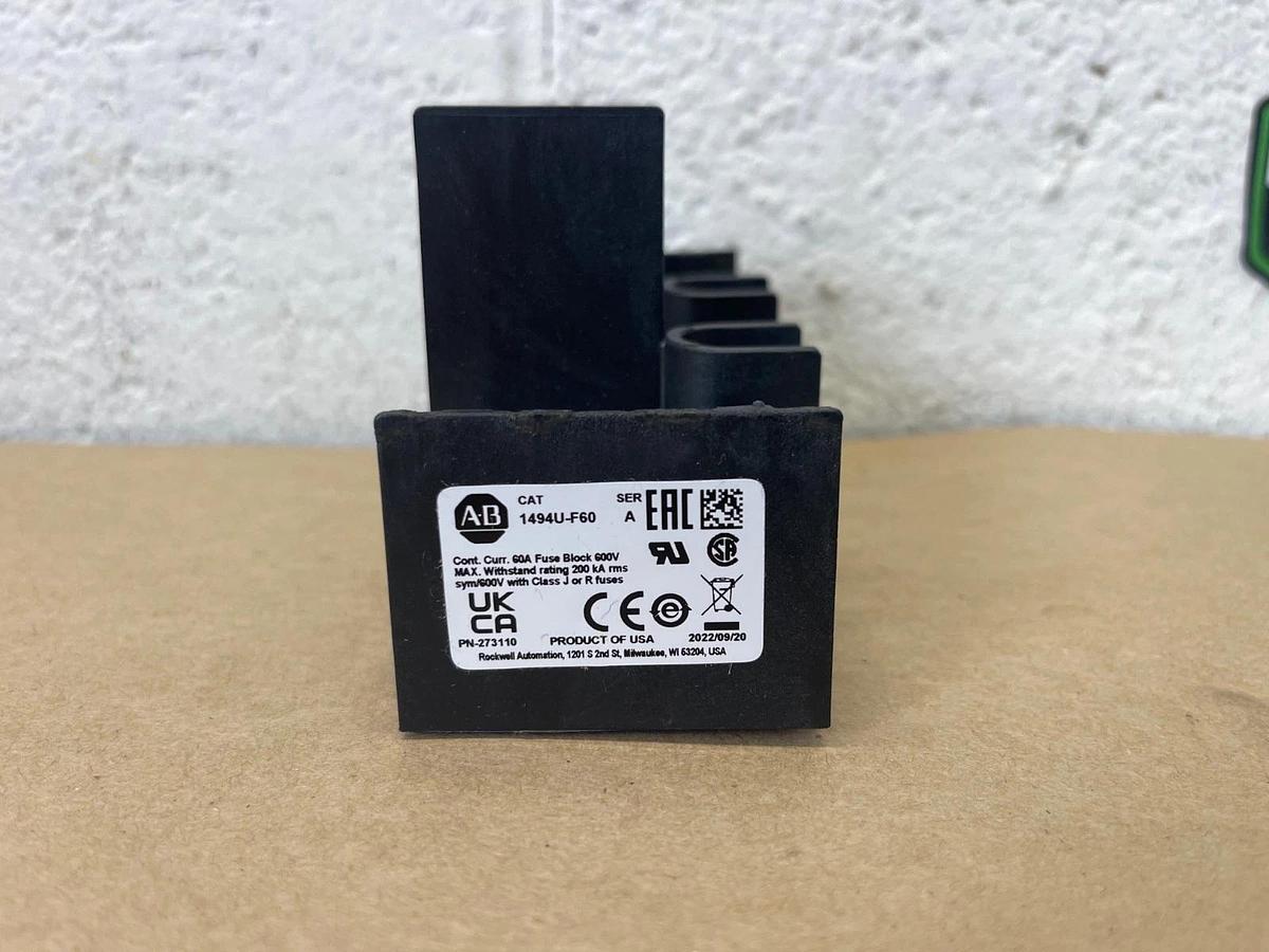 Used Allen Bradley 1494U-F60 Series A Fuse Block, 60A