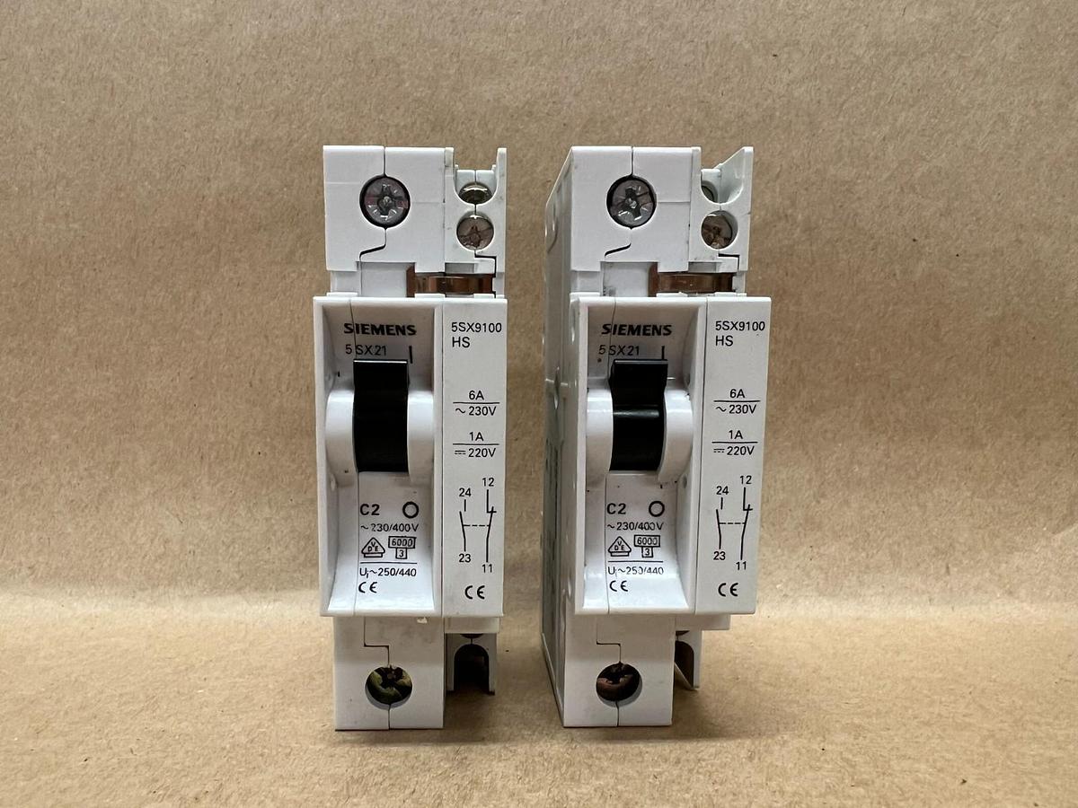 Used Siemens 5SX21 C2, 230/400V, Circuit Breaker - Lot of 2