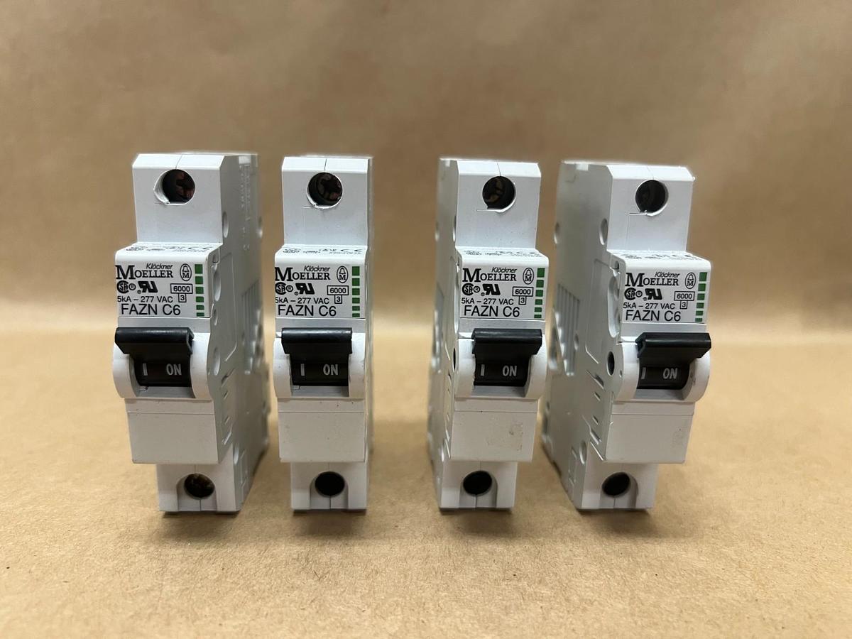 Used Moeller FAZN C6 Circuit Breaker - Lot of 4