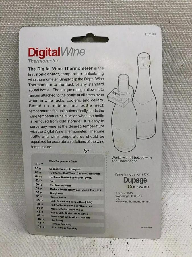 Used Dupage Cookware DC100 Digital Wine Thermometer