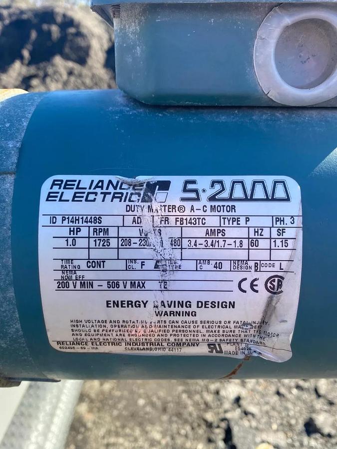 Used Conveyor Belt W:35” L:16’ Crescent Top Belt, Reliance Electric 1HP 1725RPM Motor