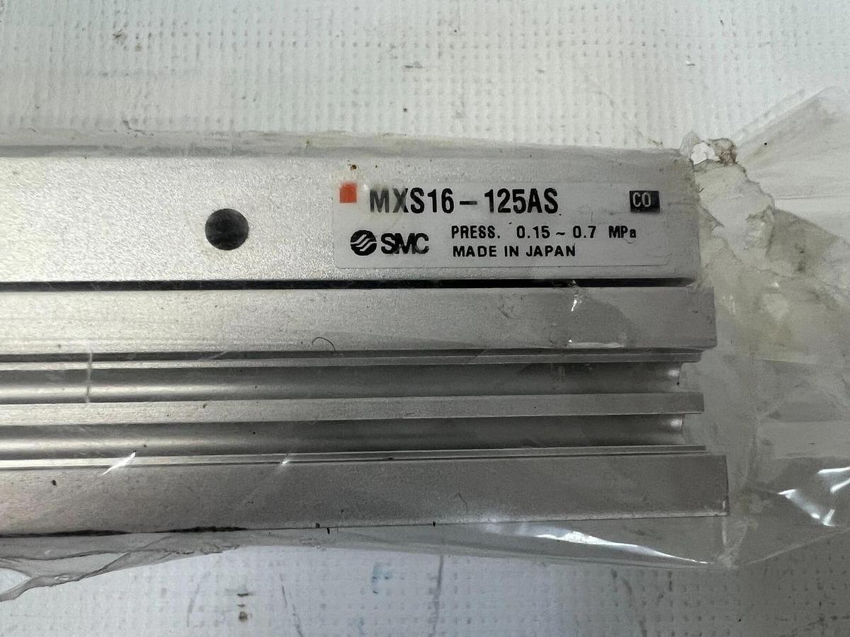 Used SMC MXS16-125AS Pneumatic Slide Table Guided Air Cylinder