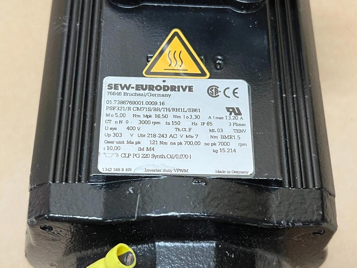 Used SEW-Eurodrive PSF321/RCM71S/BR/TH/RH1L/SB61 3 Phase Servo Motor w/ Gear