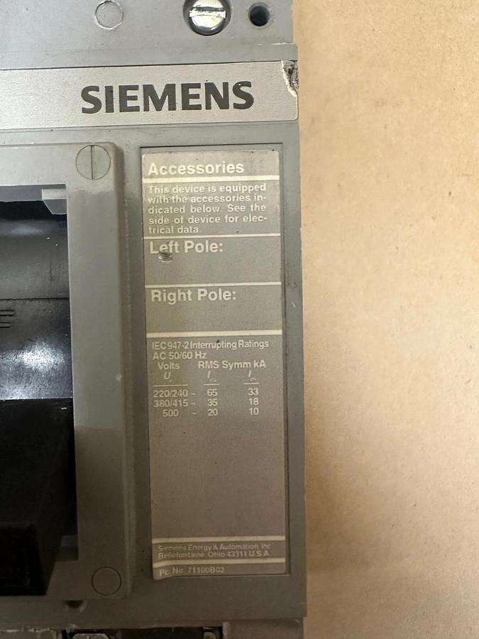 Used Siemens FD63F250 250A Circuit Breaker