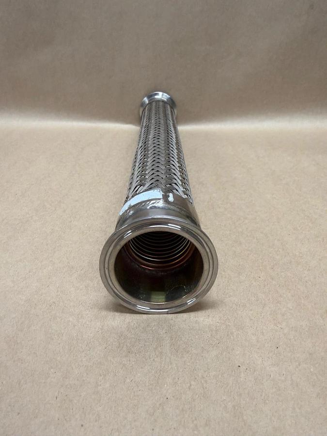 Used Stainless Steel Braided Flex Hose 1-3/4” Diameter, 16-1/4” Length
