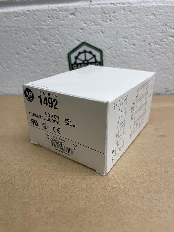 Used Allen Bradley 1492-PD3163 Series B Power Terminal Block 600V, 335A, CU75