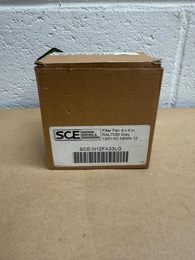 Used Saginaw Controls & Engineering (SCE) SCE-N12FA33LG Filter Fan 4"x4" 120VAC *NEW*