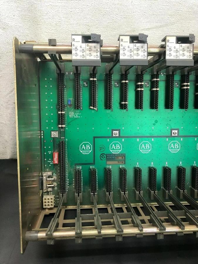 Used Allen Bradley 1771-A3B1 Ser A, 12 Slot Power Chasis, 1771-P7 Ser D Power Supply