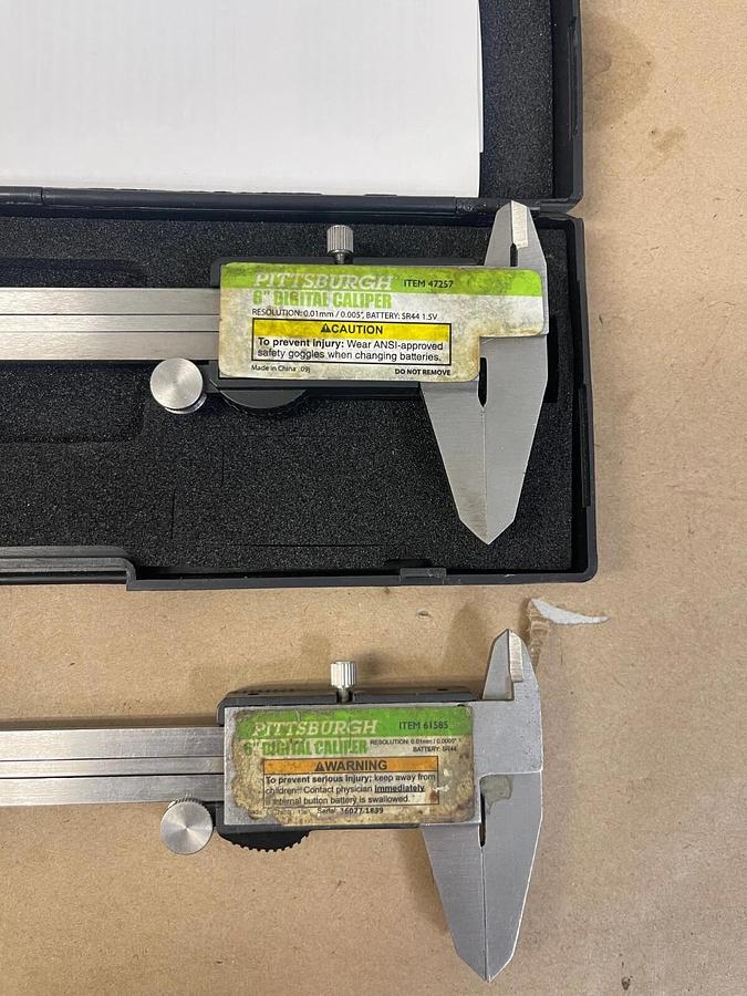 Used Pittsburgh 6” Digital Caliper No Batteries NEEDS SR44 BATTERY - Lot of 2