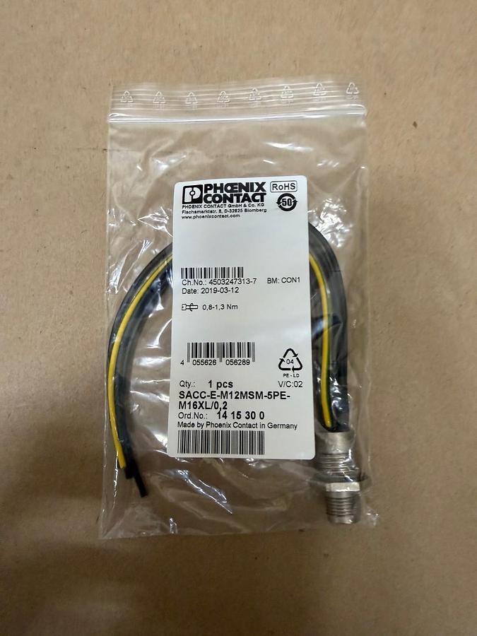 Used Phoenix Contact SACC-E-M12MSM-5PE-M16XL/0,2 Device Connector Front Mounting NEW