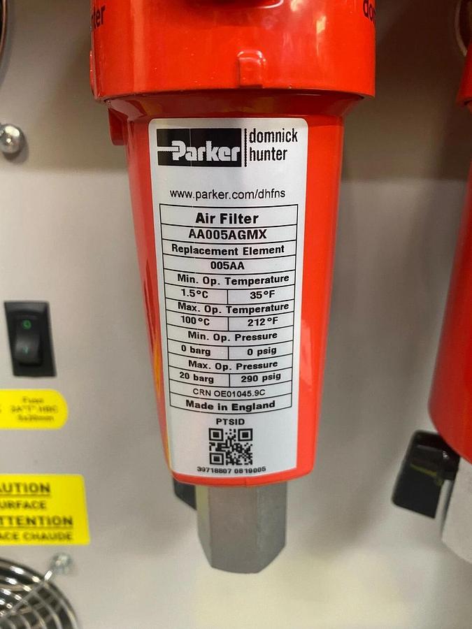 Used Parker Domnick Hunter UHP-75ZA-S-W Zero Air Generator with Manual