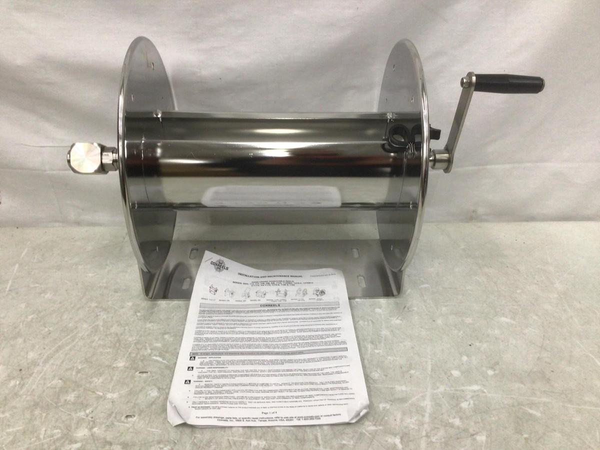 Used Lincoln Air/Water Hose Reel Assembly 50' x 1/2" Retractable Hose Reel 269