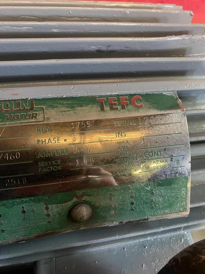 Used Dual Stage Liquid Motor Pump w/ Lincoln 3HP, 1775 RPM, 3 Phase AC Motor