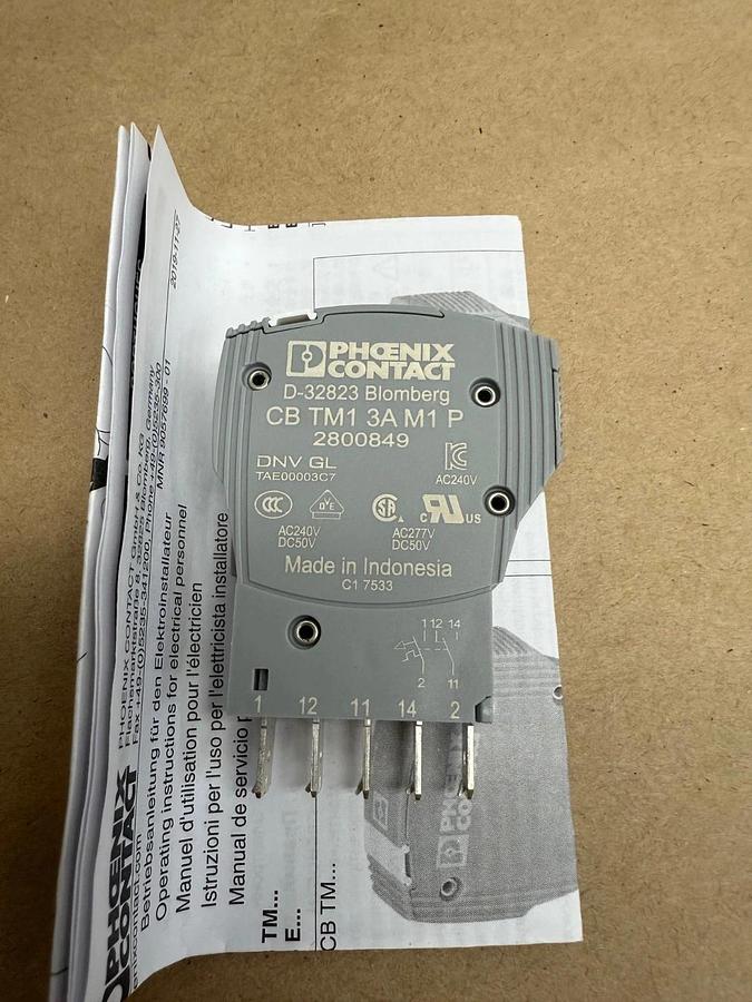 Used Phoenix Contact 2800849, CB TM1 3A M1 P, Circuit Breaker *NEW*