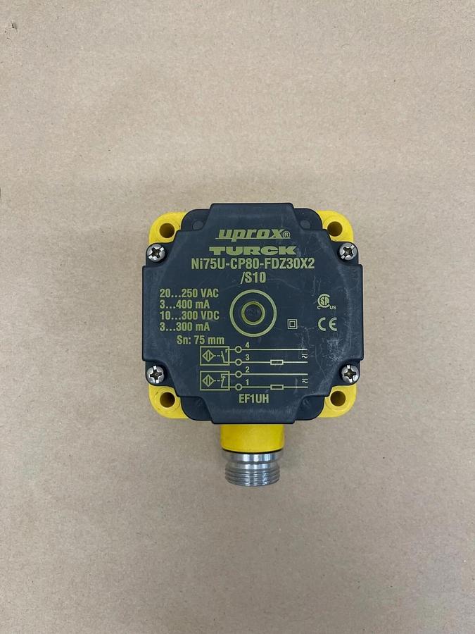Used TURCK Ni75U-CP80-FDZ30X2 Proximity Sensor, 250 VAC, 300 VDC