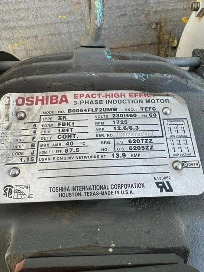 Used Rotary Airlock Feeder 16x16 Toshiba 5HP @ 1725RPM Falk 5203 J25 A, 26.94:1 Ratio