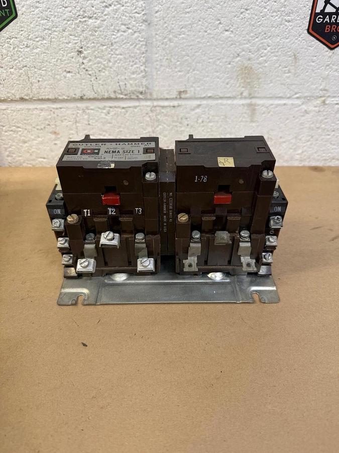 Used Cutler-Hammer C50CN3, Reversing Contactor, Series A1, NEMA Size 1, 27A