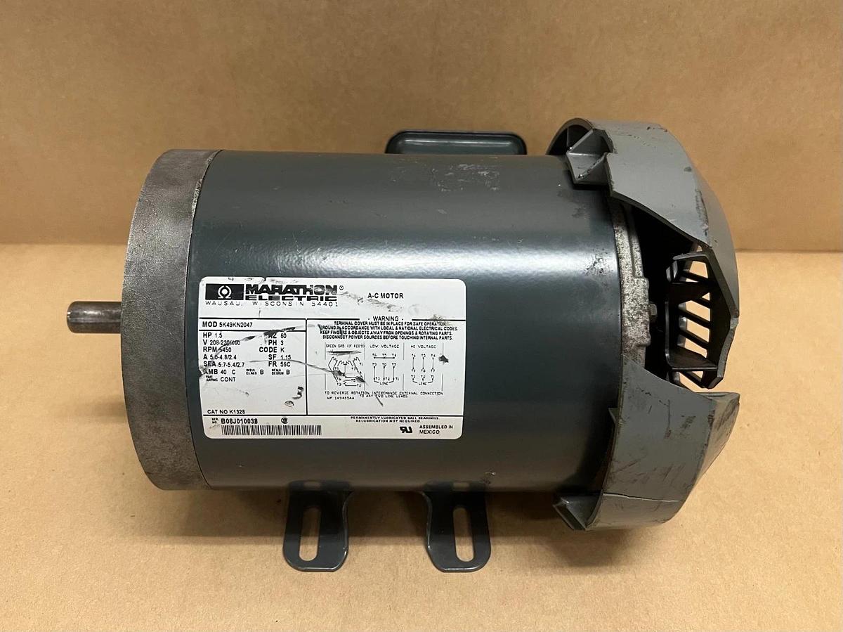 Used Marathon Electric 5K49KN2047 1.5Hp, 3Ph, 60Hz, 3450RPM, A-C Motor