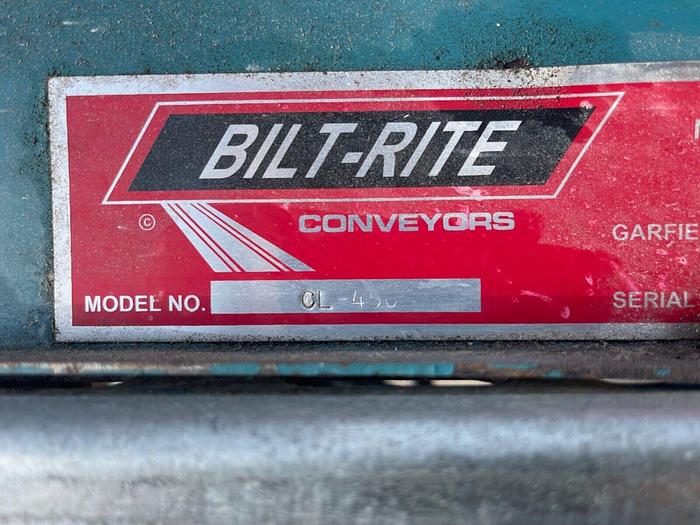 Used Bilt-Rite CL-450 L Shape Incline Cleated Conveyor W:9” L:114”, 1/3Hp DC Motor
