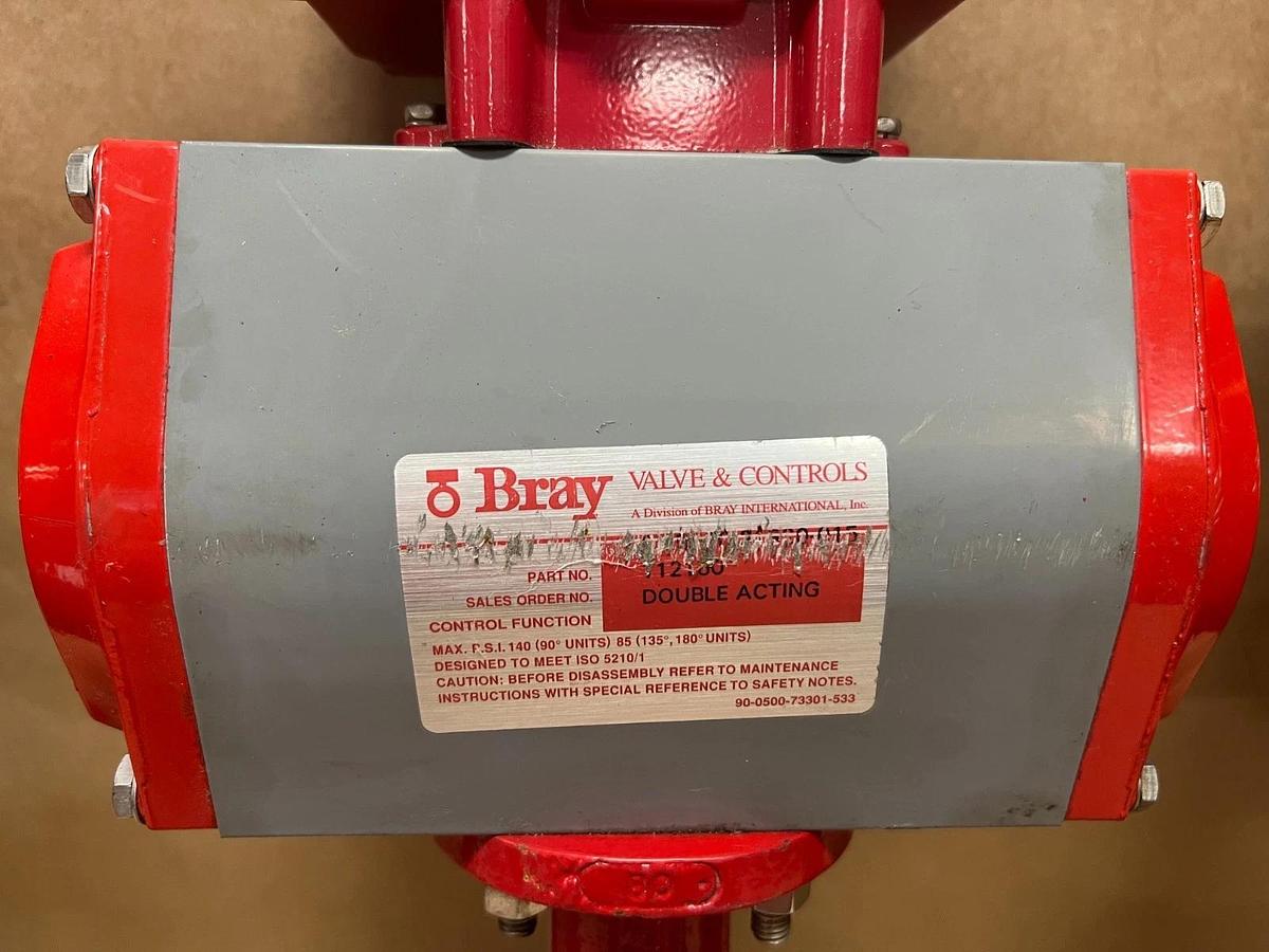 Used Bray 90-0920-21320-015 Pneumatic Actuator, Limit Switch, 3" Butterfly Valve