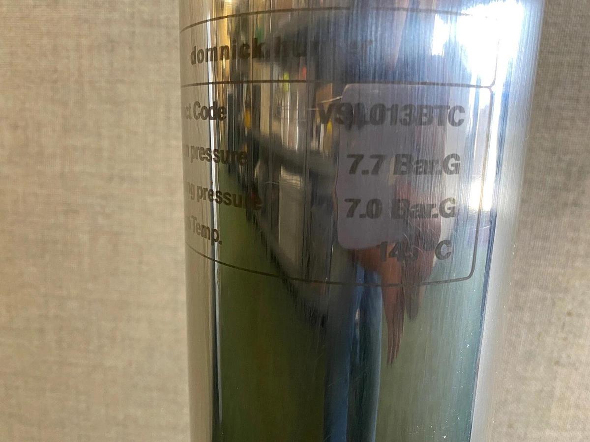 Used Domnick Hunter VSL013BTC SS Filter Housing Design Temp 145°C, Pressure 7.7 Bar.G