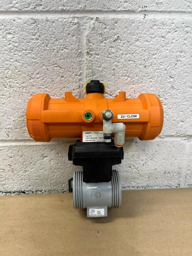 Used Georg Fischer Type PA11, Code 198150128 Pneumatic PVC Flanged Ball Valve