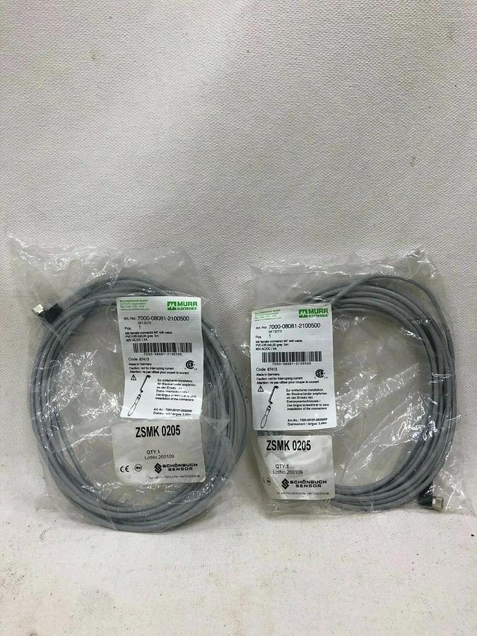 Murr Elektronik 7000-08081-2100500 M8 female connector w 5 m cable (LOT of 2)