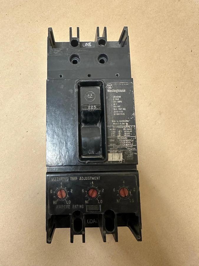 Used Westinghouse JB3225W 225A 3 Pole Circuit Breaker