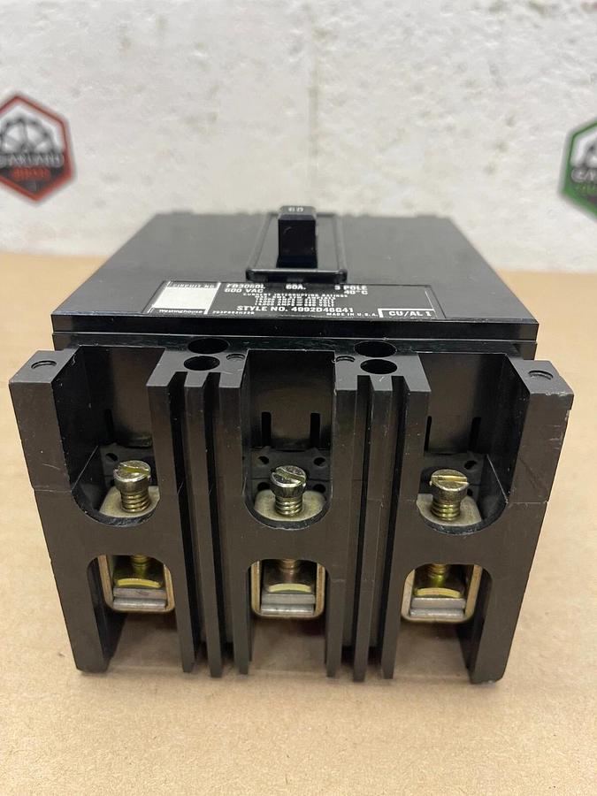 Used Westinghouse FB3060L, Circuit Breaker, 60 Amp, 3 Pole, 600 VAC