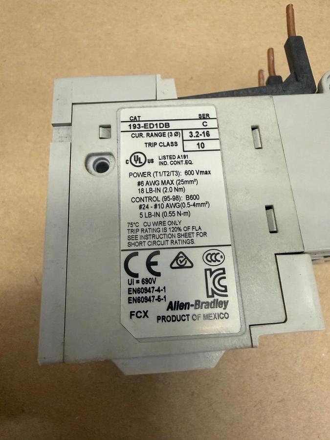 Used Allen-Bradley 193-ED1DB Ser C Overload Relay